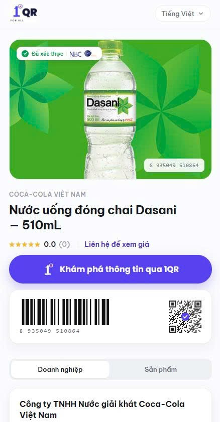 Giao diện tra cứu 1QR